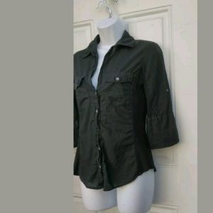 James Perse Black Womens Button Down Long Sleeve